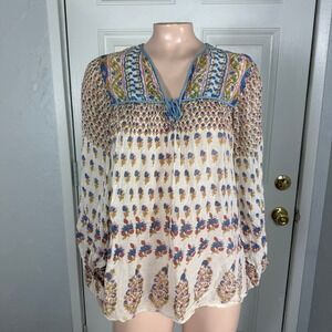 Vintage 70's Star of India L New York Boho Peasant Hippie Indian cotton L3-25